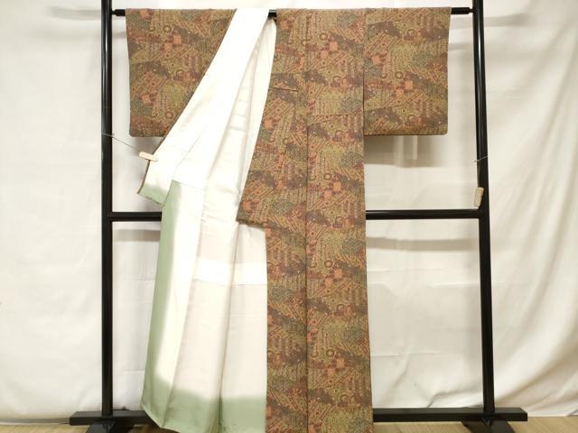 平和屋着物■上質な小紋 切嵌吉祥花文 正絹 逸品 CABC0569ev