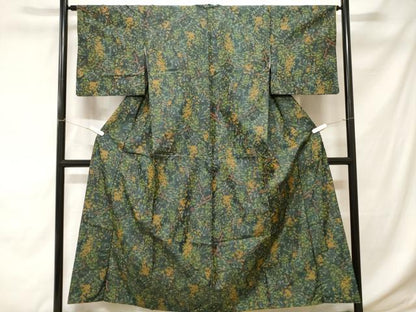 平和屋着物■上質な紬　枝花文　正絹　逸品　CABC0580ev