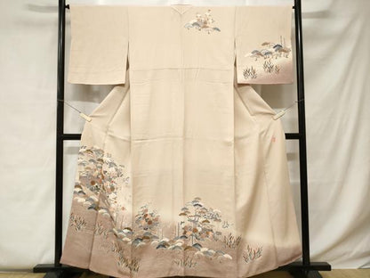 平和屋着物■訪問着　流水枝松花文　暈し染め　金彩　正絹　逸品　CABC0584ev
