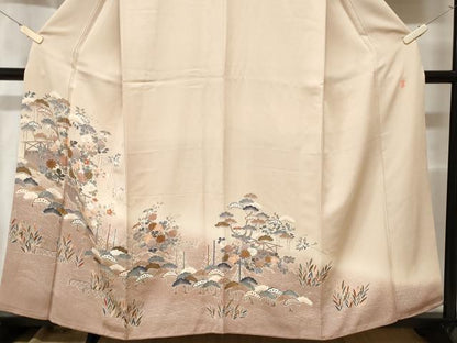 平和屋着物■訪問着　流水枝松花文　暈し染め　金彩　正絹　逸品　CABC0584ev