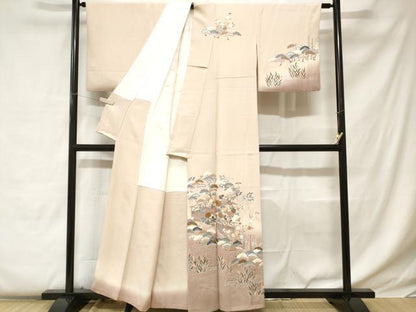 平和屋着物■訪問着　流水枝松花文　暈し染め　金彩　正絹　逸品　CABC0584ev