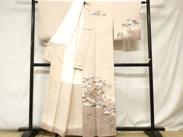 平和屋着物■訪問着　流水枝松花文　暈し染め　金彩　正絹　逸品　CABC0584ev