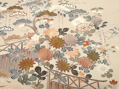 平和屋着物■訪問着　流水枝松花文　暈し染め　金彩　正絹　逸品　CABC0584ev