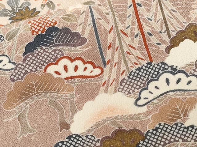 平和屋着物■訪問着　流水枝松花文　暈し染め　金彩　正絹　逸品　CABC0584ev