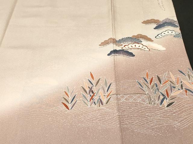 平和屋着物■訪問着　流水枝松花文　暈し染め　金彩　正絹　逸品　CABC0584ev
