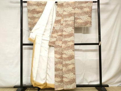 平和屋着物■上質な小紋 笹竹草花文 鬼しぼ縮緬 正絹 逸品 CABC0593ev