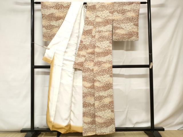 平和屋着物■上質な小紋 笹竹草花文 鬼しぼ縮緬 正絹 逸品 CABC0593ev