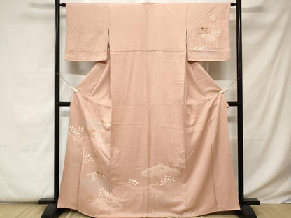平和屋着物■訪問着 刺繍 絞り 雲取り草花文 金彩 正絹 逸品 CABC0594ev