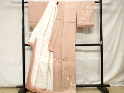平和屋着物■訪問着 刺繍 絞り 雲取り草花文 金彩 正絹 逸品 CABC0594ev