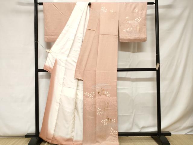 平和屋着物■訪問着 刺繍 絞り 雲取り草花文 金彩 正絹 逸品 CABC0594ev