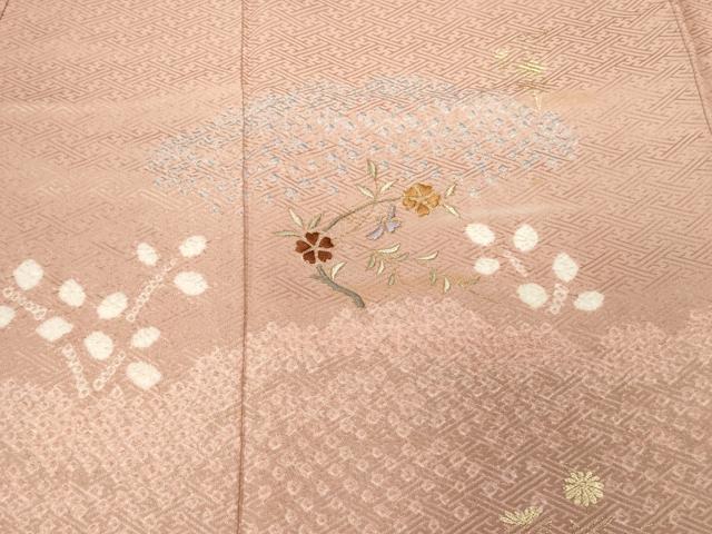 平和屋着物■訪問着 刺繍 絞り 雲取り草花文 金彩 正絹 逸品 CABC0594ev