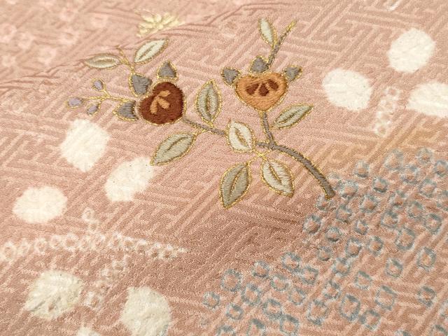 平和屋着物■訪問着 刺繍 絞り 雲取り草花文 金彩 正絹 逸品 CABC0594ev