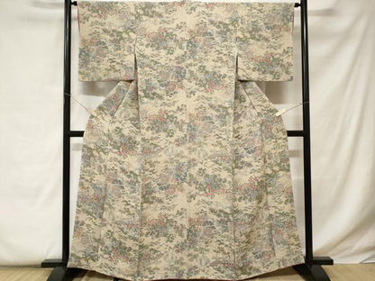 平和屋着物■上質な小紋 風景文 鬼しぼ縮緬 正絹 逸品 CABC0599ev