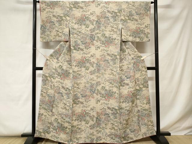 平和屋着物■上質な小紋 風景文 鬼しぼ縮緬 正絹 逸品 CABC0599ev