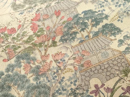 平和屋着物■上質な小紋 風景文 鬼しぼ縮緬 正絹 逸品 CABC0599ev