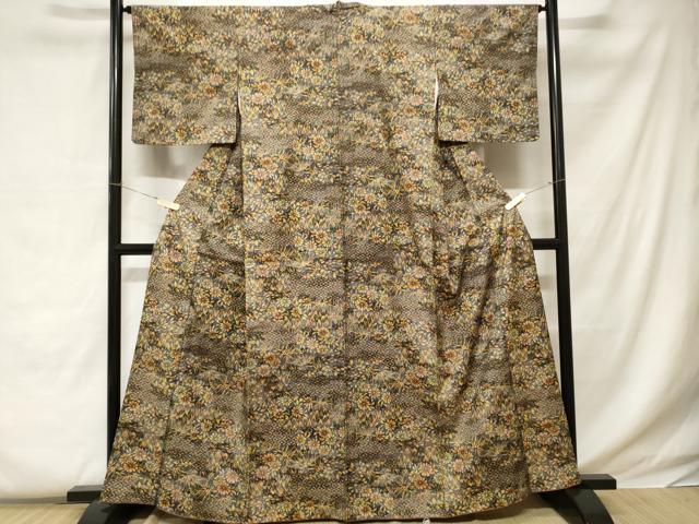 平和屋着物■上質な小紋 七宝草花文 正絹 逸品 CABC0612ev