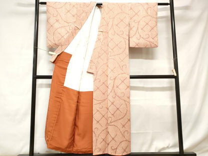 平和屋着物■上質な小紋　総絞り　唐草文　正絹　逸品　CABC0663ev
