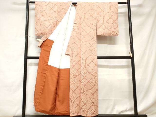 平和屋着物■上質な小紋　総絞り　唐草文　正絹　逸品　CABC0663ev