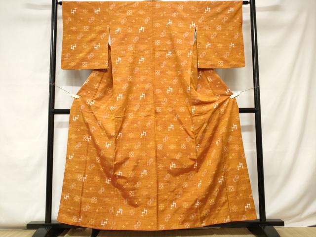 平和屋着物■上質な紬　絵絣文様　正絹　逸品　CABC0667ev