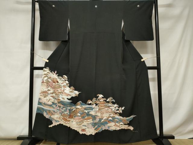 平和屋着物■豪華黒留袖　御所解文　暈し染め　金彩　正絹　逸品　CABC0679ev