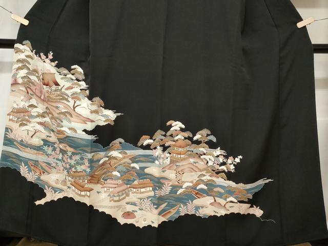 平和屋着物■豪華黒留袖　御所解文　暈し染め　金彩　正絹　逸品　CABC0679ev