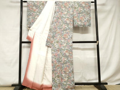 平和屋着物■上質な小紋 風景文 鬼しぼ縮緬 正絹 逸品 CABC0688ev