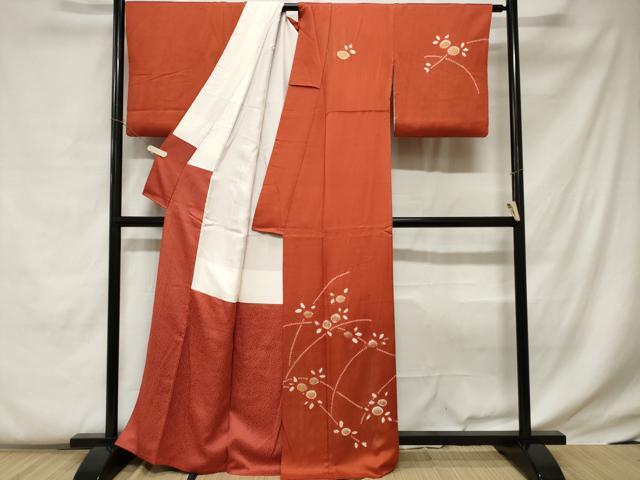 平和屋着物■訪問着 駒刺繍 絞り 万寿菊 金彩 正絹 逸品 CABC0695ev