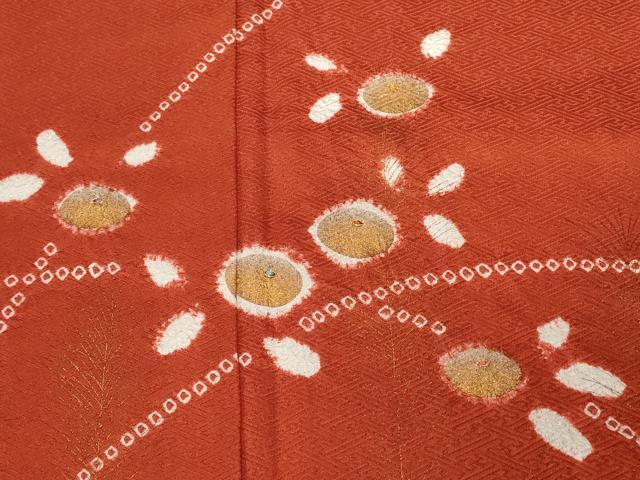 平和屋着物■訪問着 駒刺繍 絞り 万寿菊 金彩 正絹 逸品 CABC0695ev