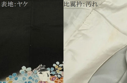 平和屋着物■豪華黒留袖　童子遊び　枝花文　暈し染め　正絹　逸品　CABC0722ev