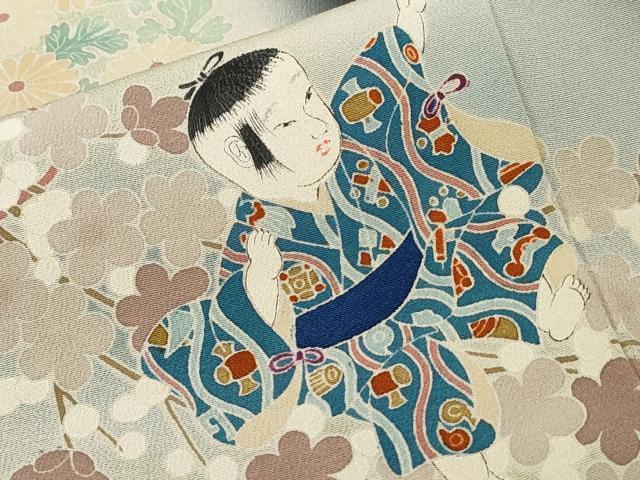 平和屋着物■豪華黒留袖　童子遊び　枝花文　暈し染め　正絹　逸品　CABC0722ev