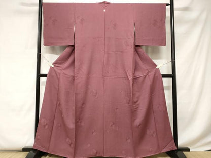 平和屋着物■上質な色無地 舞葉地紋 梅紫色 正絹 逸品 未使用 CABC0727ev