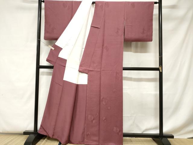 平和屋着物■上質な色無地 舞葉地紋 梅紫色 正絹 逸品 未使用 CABC0727ev