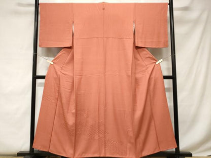 平和屋着物■豪華色留袖　文箱吉祥花地紋　鉛丹色　正絹　逸品　CABC0729ev