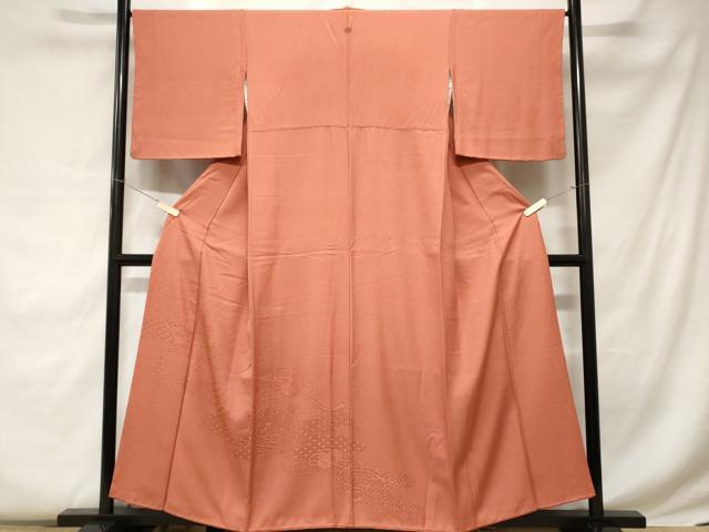 平和屋着物■豪華色留袖　文箱吉祥花地紋　鉛丹色　正絹　逸品　CABC0729ev