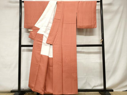 平和屋着物■豪華色留袖　文箱吉祥花地紋　鉛丹色　正絹　逸品　CABC0729ev