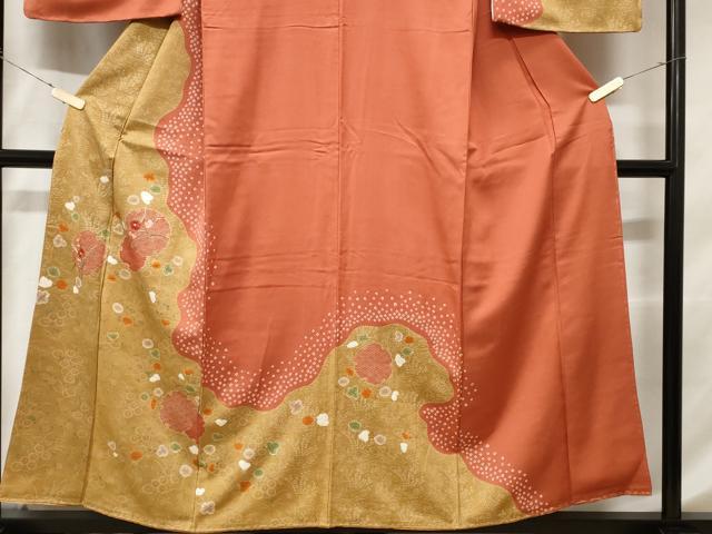 平和屋着物■訪問着 刺繍 絞り 雪輪草花文 正絹 逸品 CABC0741ev