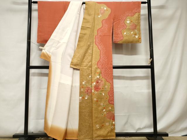 平和屋着物■訪問着 刺繍 絞り 雪輪草花文 正絹 逸品 CABC0741ev