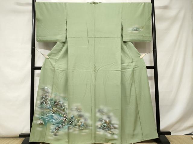 平和屋着物■訪問着 手描き 樹林風景文 暈し染め 金彩 胴抜き仕立て 正絹 逸品 CABC0751ev