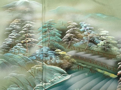 平和屋着物■訪問着 手描き 樹林風景文 暈し染め 金彩 胴抜き仕立て 正絹 逸品 CABC0751ev
