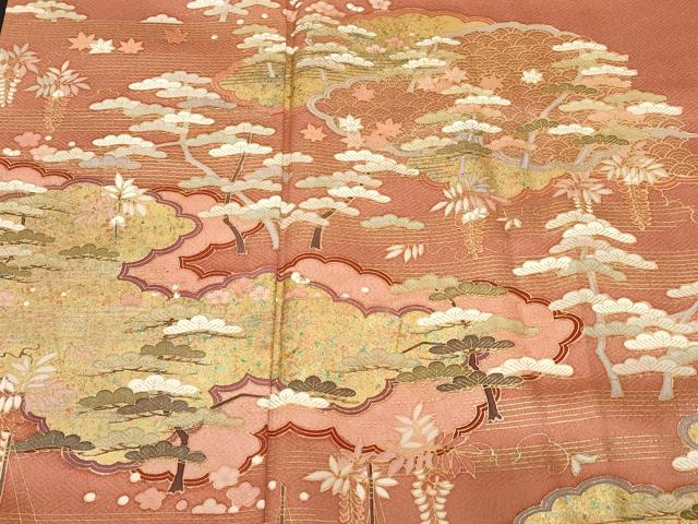 平和屋着物■訪問着 作家物 流水枝松花文 金彩 正絹 逸品 CABC0753ev