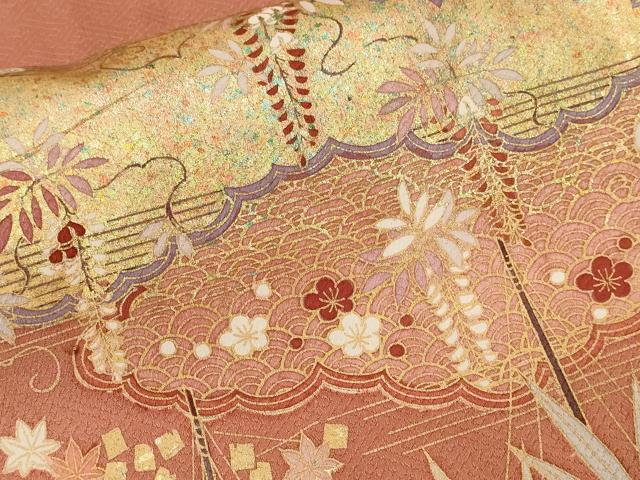 平和屋着物■訪問着 作家物 流水枝松花文 金彩 正絹 逸品 CABC0753ev