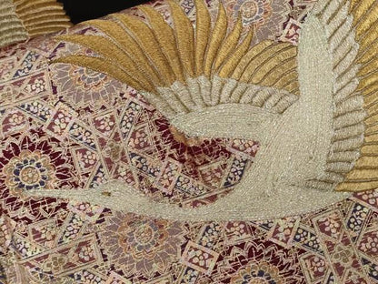 平和屋着物■豪華黒留袖　刺繍　飛鶴吉祥花文　金彩　正絹　逸品　CABC0764ev