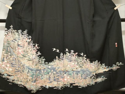 平和屋着物■豪華黒留袖 友禅 作家物 御所解文 正絹 逸品 CABC0771ev