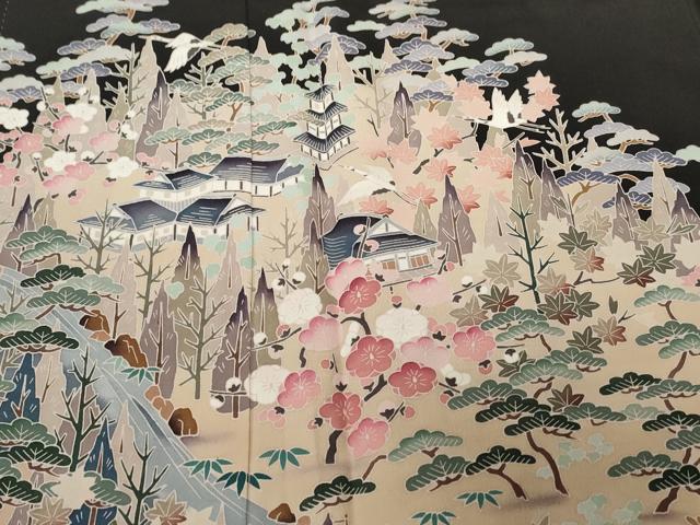 平和屋着物■豪華黒留袖 友禅 作家物 御所解文 正絹 逸品 CABC0771ev