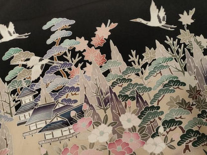 平和屋着物■豪華黒留袖 友禅 作家物 御所解文 正絹 逸品 CABC0771ev