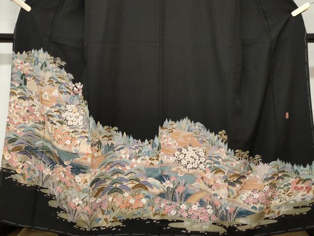 平和屋着物■豪華黒留袖 友禅 作家物 御所解文 暈し染め 正絹 逸品 CABC0774ev
