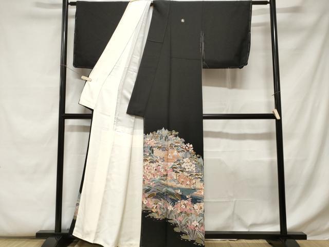 平和屋着物■豪華黒留袖 友禅 作家物 御所解文 暈し染め 正絹 逸品 CABC0774ev