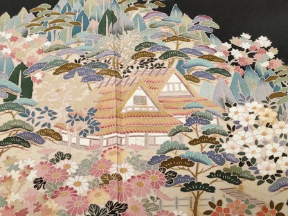 平和屋着物■豪華黒留袖 友禅 作家物 御所解文 暈し染め 正絹 逸品 CABC0774ev