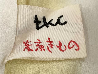 平和屋着物■小紋 舞葉文 黒地 洗える着物 CABC0796ev