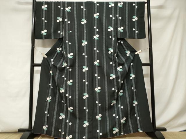 平和屋着物■小紋 舞花間道 黒地 洗える着物 CABC0800ev